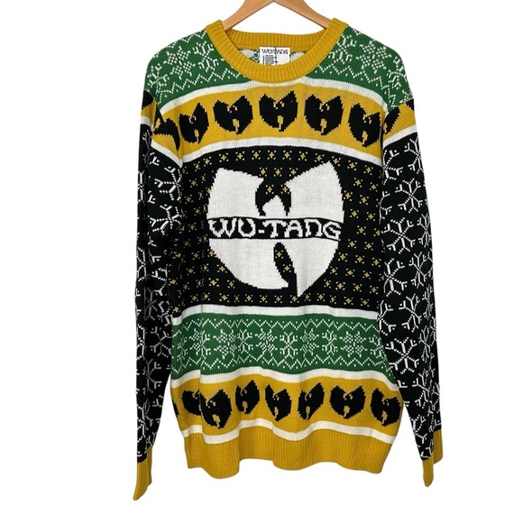 Wu Tang Wutang Mens Logo Holiday Ugly Sweater XL Multi Xmas Party Pullover - Picture 2 of 7